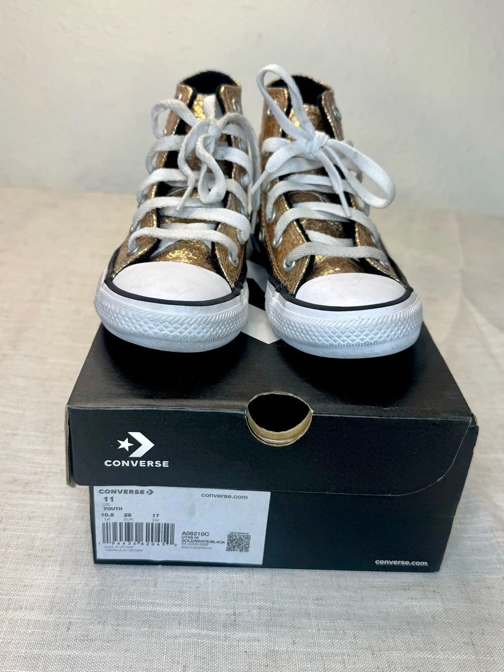 Converse Kids Gold Glitter High Top Sneakers